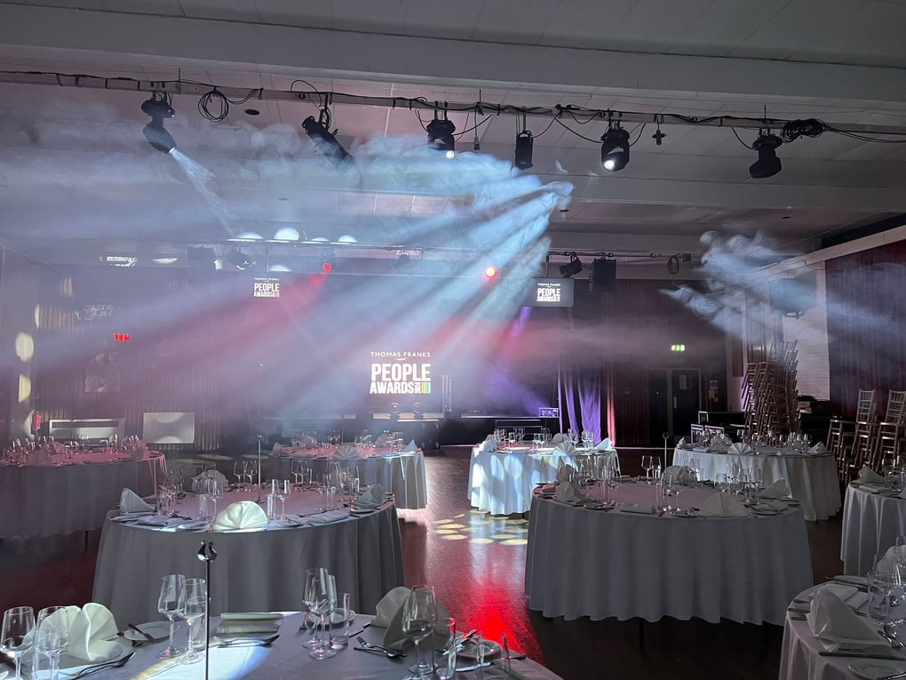 Thomas Franks, Pangbourne College, Berkshire, Awards, Conference, Showcase, M4, LED video wall, screens, large screens, lighting, PA system, speakers, microphones, staging, lectern, demos, large event, cooking, technicians, cameras, audio visual, av equipment, AVE services