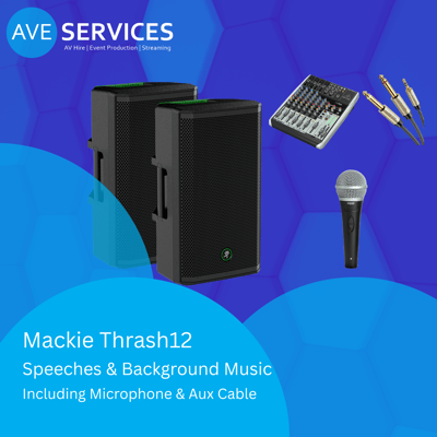 Speakers, mixer, microphone on an AVE Template for Package 2