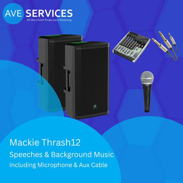 Speakers, mixer, microphone on an AVE Template for Package 2