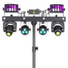 Professional lighting rig with LED wash lights and moving heads for event staging and production.