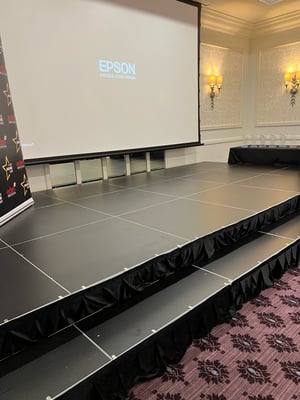 Staging, stage, 6m x 3m, Bath, Bristol, Events, awards, step, skirt, lighting, spot lights, audio visual, av , AVE Services