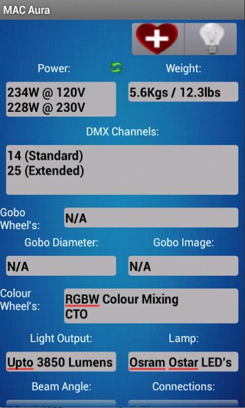 Screenshot of the Lighting Handbook application for android