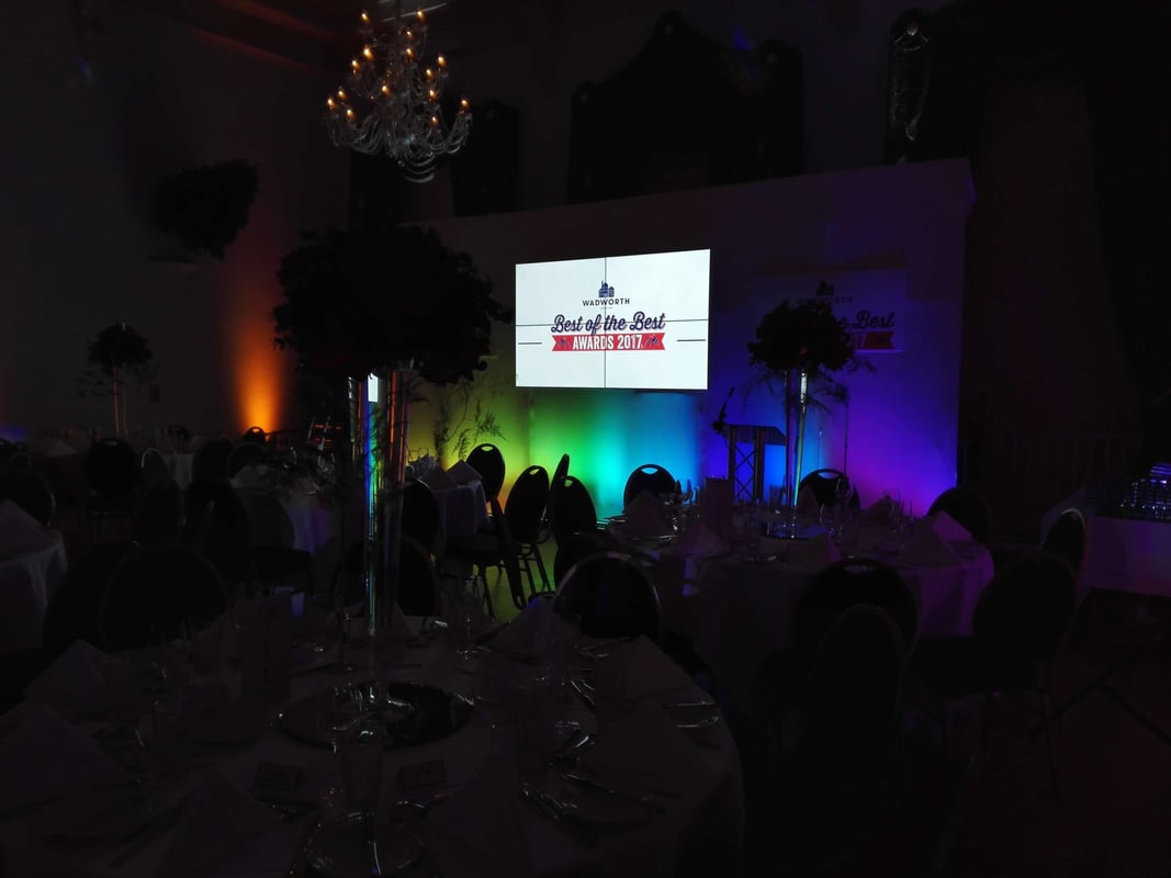 Audio visual excellence AVE Services provided full event production for the Wadworth Best of the Best award show, an award show dedicated to the best of the british pubs in the UK. AVE Services provided a 2x2 videowall, white set panels with over 30 lighting fixtures. A 4 speaker PA sound system was used to amplify the hosts and play walkup and award music for the winners. The Bear hotel in Devizes was a fantastic venue, with a beautiful canvas for the event.