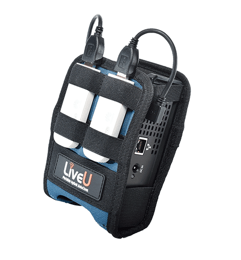 LiveU Solo with 4G modems attached for portable, wireless field live streaming