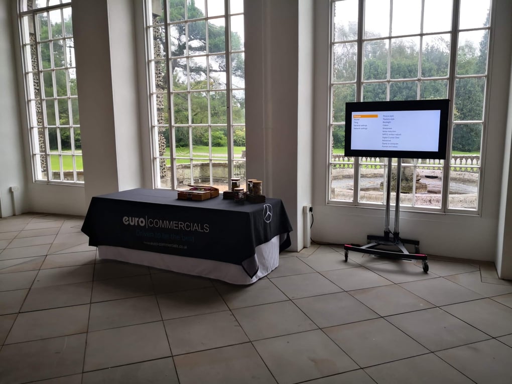 Screen hire, Wales, M4, Large screen hire, 50" screen, 50" trolley stand, Exhibition, Castle, content display, av, av supplier, av, audio visual, screen hire, visual hire, ave, AVE Services, Berkshire, Oxfordshire, Hampshire