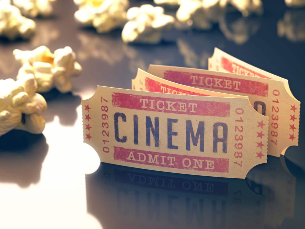 Fun cinema ticket idea for family cinema night, popcorn