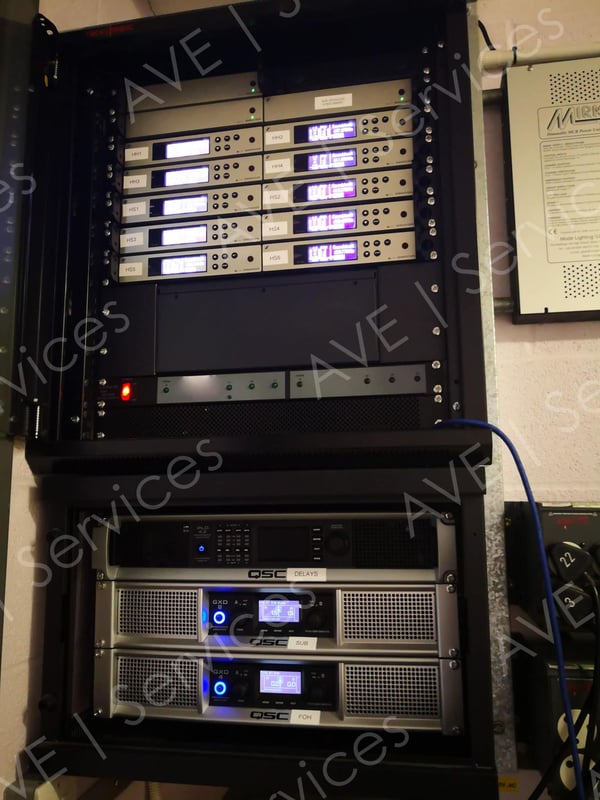 Audio installation of Sennheiser and QSC Equipment for a school auditorium