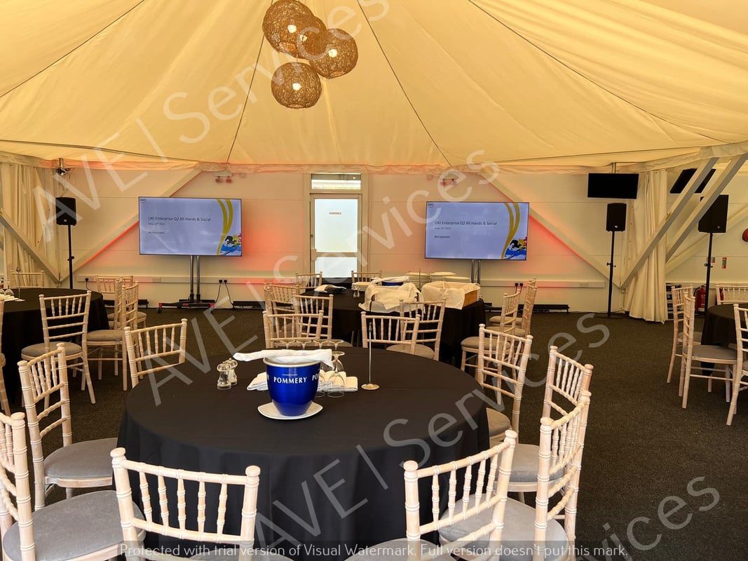 Windsor racecourse, av hire, ave services, audio visual, audio visual equipment, conference, conference hire, conference av, screens, 50" screen, 65" screen, 75" screen, large screens, speakers, microphones, pa system, business event