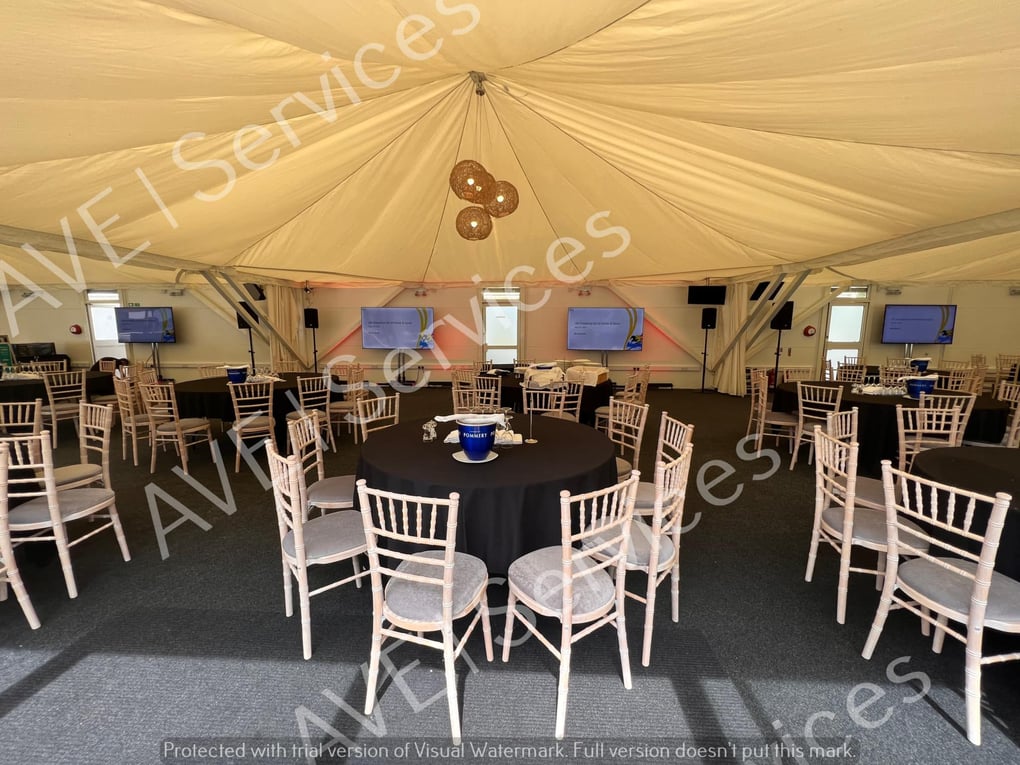 Windsor racecourse, av hire, ave services, audio visual, audio visual equipment, conference, conference hire, conference av, screens, 50" screen, 65" screen, 75" screen, large screens, speakers, microphones, pa system, business event