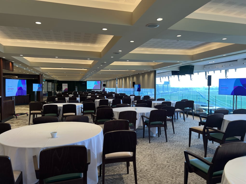 ave services, berkshire, hampshire, oxford, london, m4, hire, av hire, audio visual equipment, equipment hire, pa systems, conference equipment hire,events hire, business meetings, screen hire, 86" screen, Newbury Racecourse, Leightons