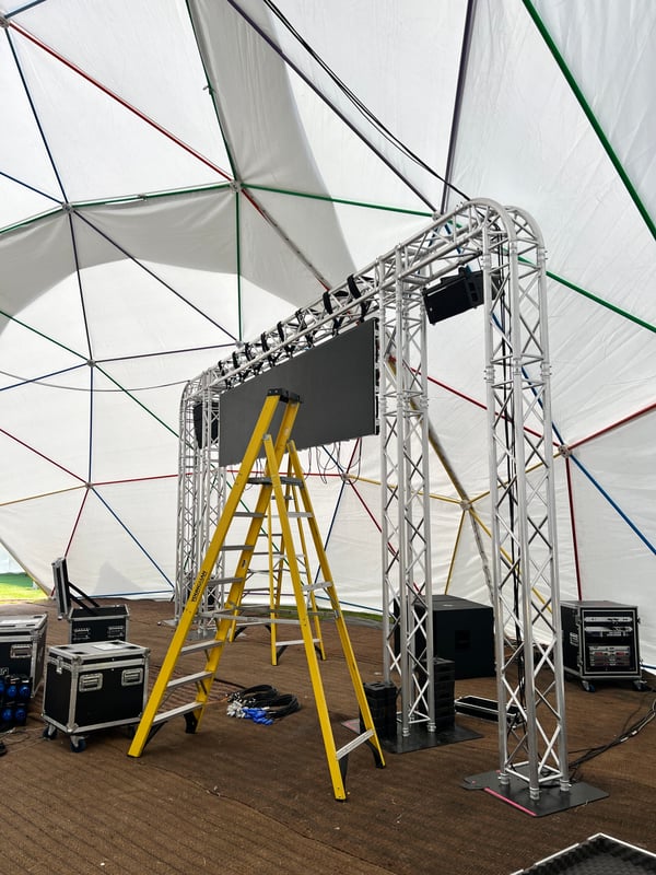 Metro Connect, New Forest, Customer event, event, conference, LED Videowall, LED, Printed graphics, staging, lighting, lectern, technicians, wireless microphones, pa system, multiple rooms, speakers, truss, large screen, laptops, AVE Services, audio visual equipment, av, av supplier