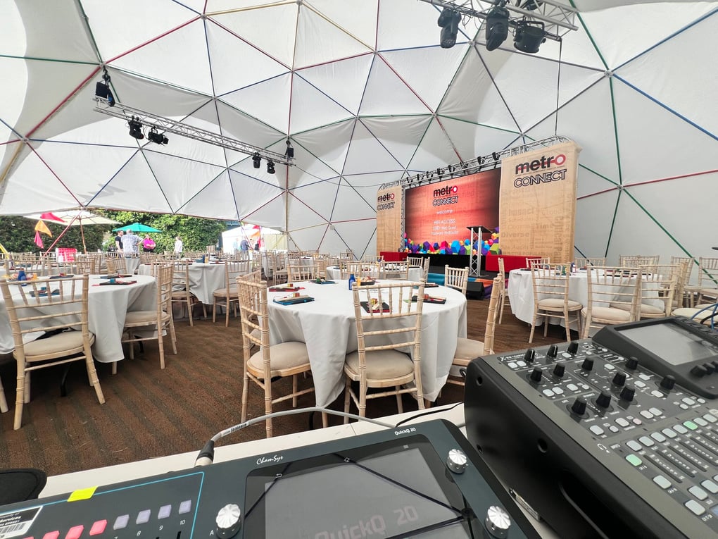 Metro Connect, New Forest, Customer event, event, conference, LED Videowall, LED, Printed graphics, staging, lighting, lectern, technicians, wireless microphones, pa system, multiple rooms, speakers, truss, large screen, laptops, AVE Services, audio visual equipment, av, av supplier