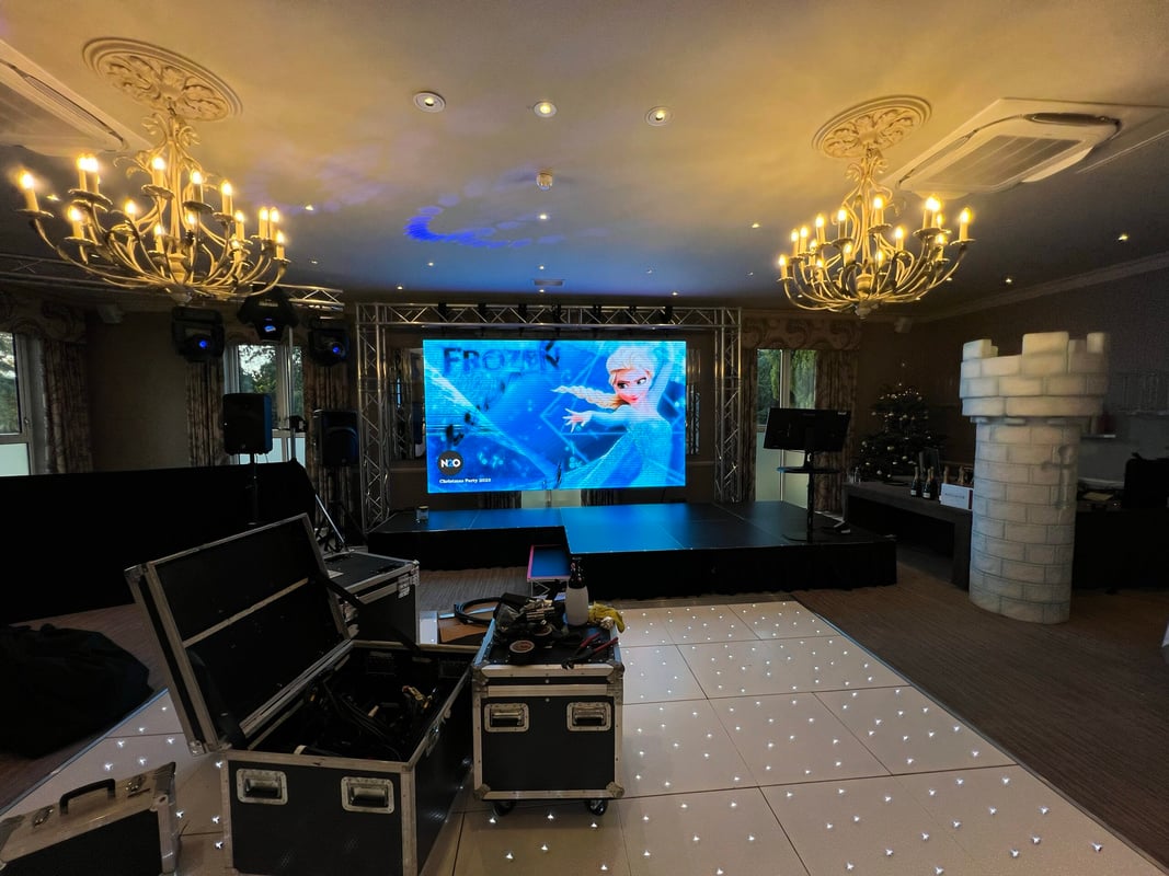 LED Videowall using truss, including stage, dancefloor