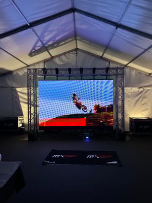 Motocross, Monster energy, PA system, lights, uplighters, wireless microphones, outdoor event, technicians, video wall, led video wall, large event, viip area, moto, Winchester, Hampshire, M3, motocross, conference, awards, av, audio visual, AVE Services