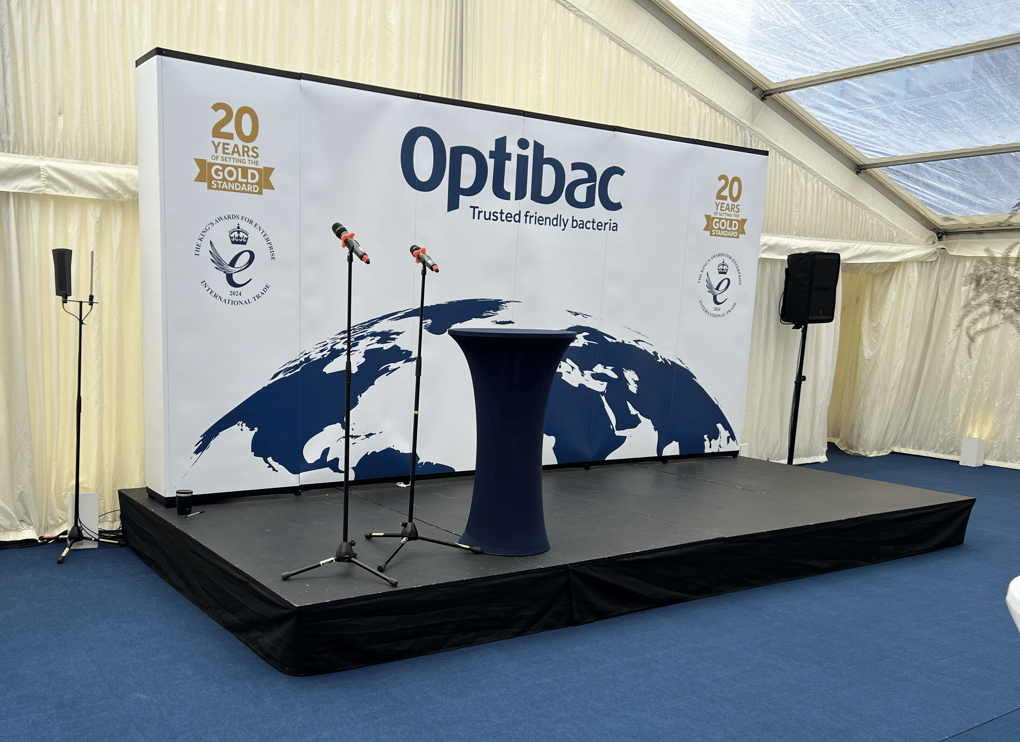 Optibac, Andover, Hampshire, Celebrating, PA System, Microphones, Wireless microphones, Speakers, set up, av hire, audio visual, av equipment, AVE Services